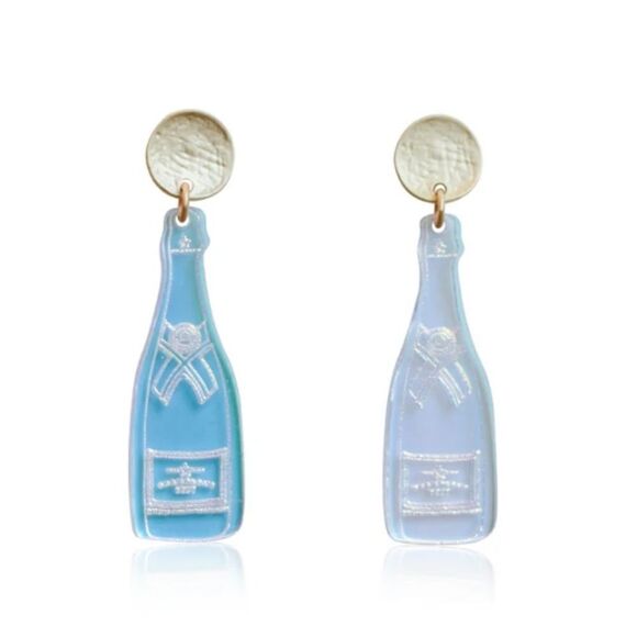 Iridescent Champagne Bottle Earrings - Picture 1 of 4